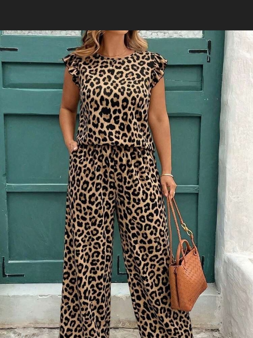 Leopard Print Wide-Leg Pants